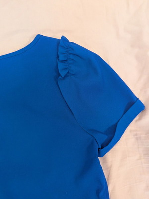 Maison Scotch Royal Blue Shift Dress like new with embroidered fake pockets