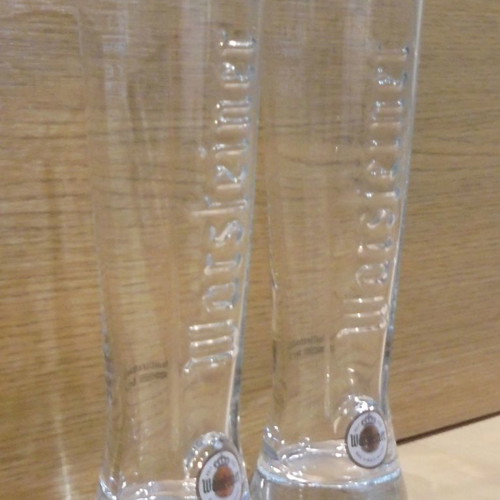 Warsteiner beer set of two promotional glasses 300ml used