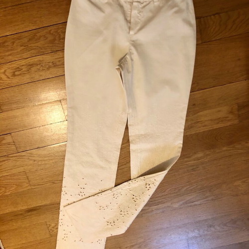 Ferre beige pants XS with embroidered cutout lace