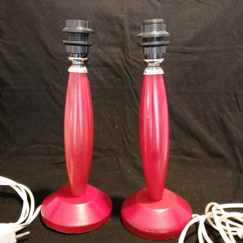 Wooden red table lamps for bulb, like new