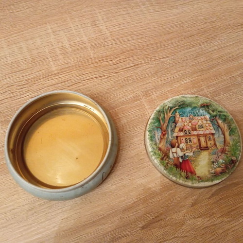 Metal Churchill s candy tin used, vintage with embossed design