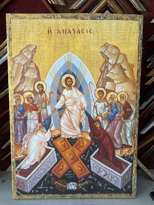 Resurrection icon handmade, dimensions 48x68, new
