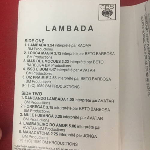Lambada cassette used, Latin