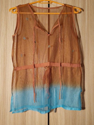 Transparent blouse like new, blue and brown