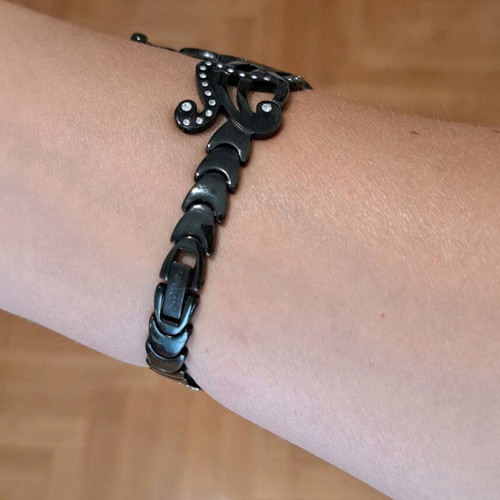 Swatch jewelry watch black with stones like new