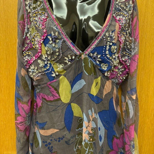 Antik Batik 100% silk colorful silk tunic like new, size S