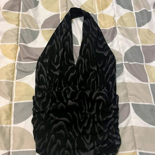 Blouse used, size S, black with silver details and glitter