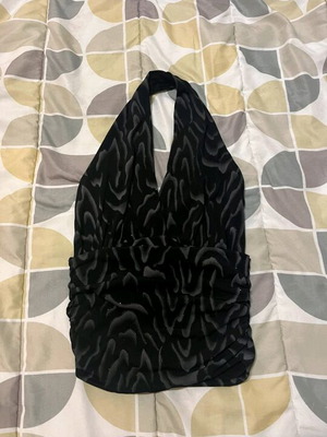Blouse used, size S, black with silver details and glitter