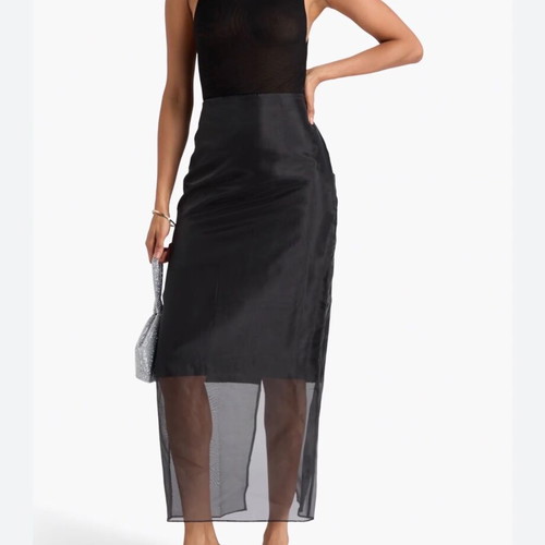 Midi skirt Marks & Spencer 100% silk organza, new, black, size L