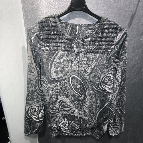 Soyaconcept blouse with grey-black paisley pattern like new, size L