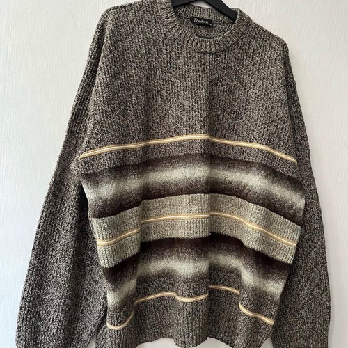 Vintage oversized wool sweater like new, beige and brown, size L