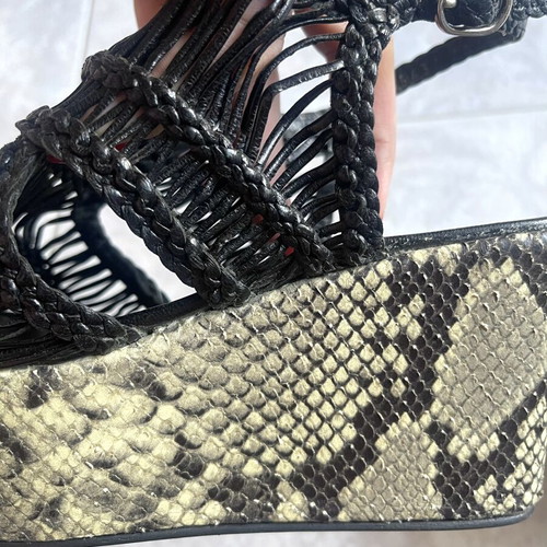 Pons Quintana leather platform sandals, animal print, size 38