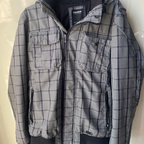 Pull&Bear men's jacket used, windproof, gray and purple, size XL