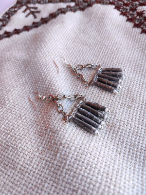 Ασημί σκουλαρίκια χειροποίητα από ανακυκλωμένο αλουμίνιο κατόπιν παραγγελίας