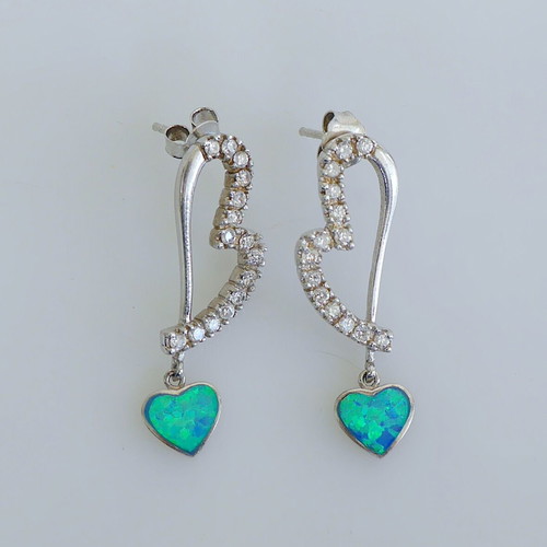 Silver 925 earrings with natural opal stone like new
