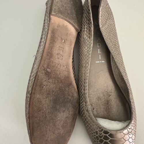Casadei Metallic Python-Effect Ballet Flats like new, rose gold
