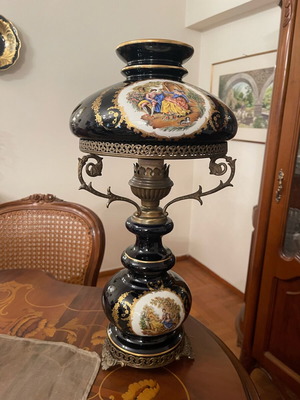 Πορσελάνη Limoges France λάμπα επιτραπέζια Cobalt Blue σαν καινούργιο