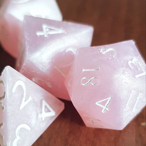 Bubble Gum Dice Set handmade, 7 resin dice, new