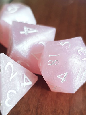 Bubble Gum Dice Set χειροποίητο, 7 ζάρια από υγρό γυαλί, καινούργιο