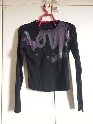 Black blouse with graffiti print, like new, size S