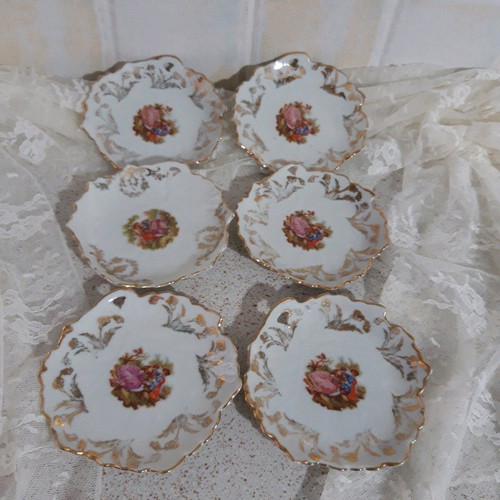 Vintage dessert plates used, set of 6, 10 cm diameter