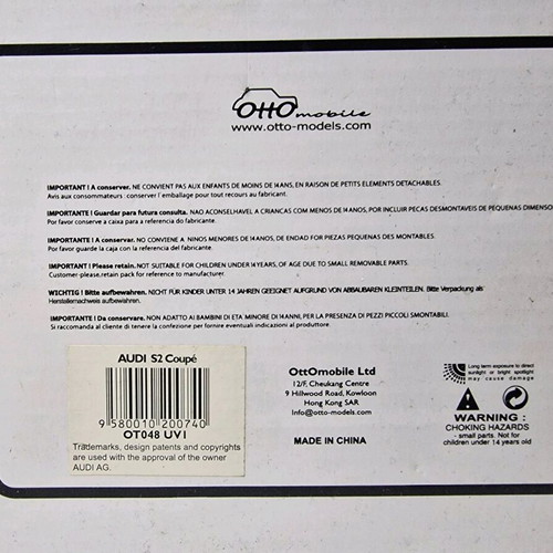 Metal Model OTTO Audi S2 Coupe 1:18 scale new