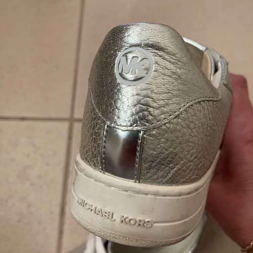 Michael Kors Keating Lace Up Silver Athletic Shoes like new size 39
