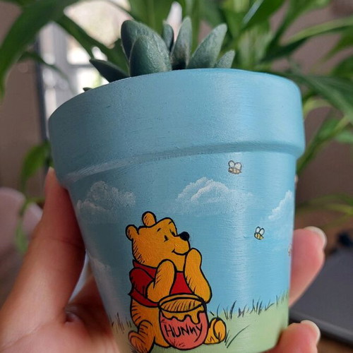 Hand-painted clay flowerpot new with acrylics
