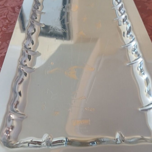 Stainless Steel Serving Trays like new, set of 2 with gold design