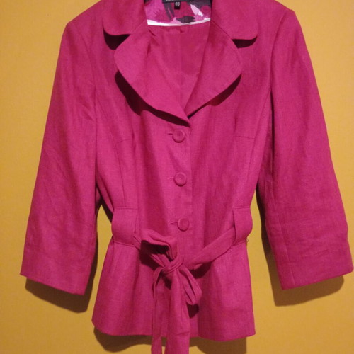 Laura Ashley summer blazer 100% linen new, dark fuchsia with floral lining
