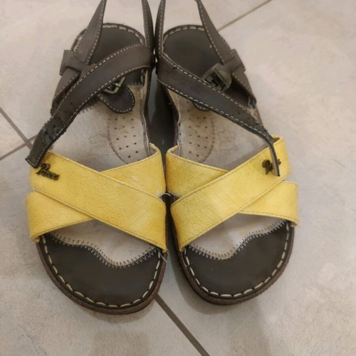 Parex orthopedic sandals used, brown and yellow, size 38