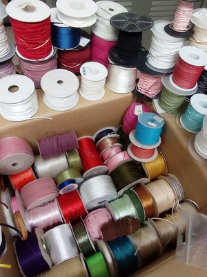 Craft Cord Spools like new, over 80 pieces, waxed leather satin