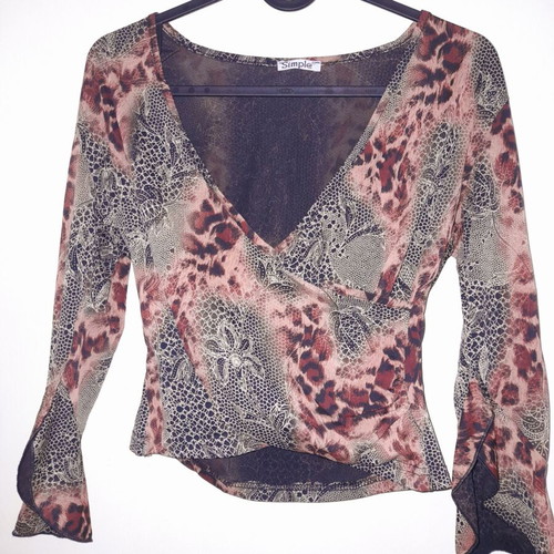Simple women's wrap top used, size small, brown
