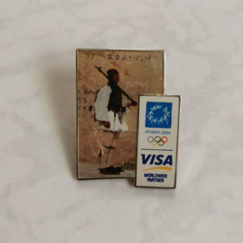 Athens 2004 Olympic Games pin like new with Evzone and VISA sponsor