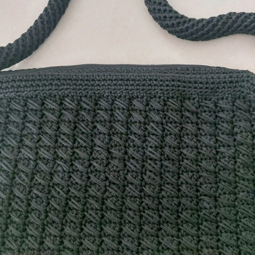 Handmade crossbody knitted bag new, black with gold details
