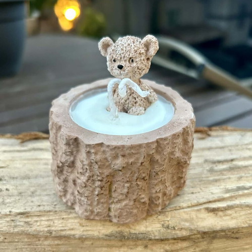 Handmade Little Bear plaster candle like new