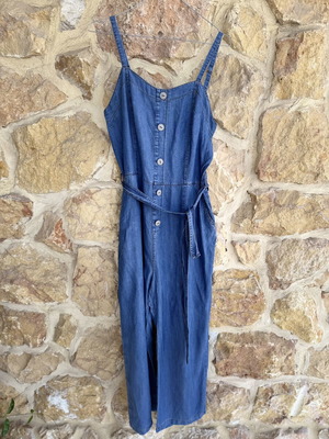 Denim Long Jumpsuit Large soft denim like new, blue