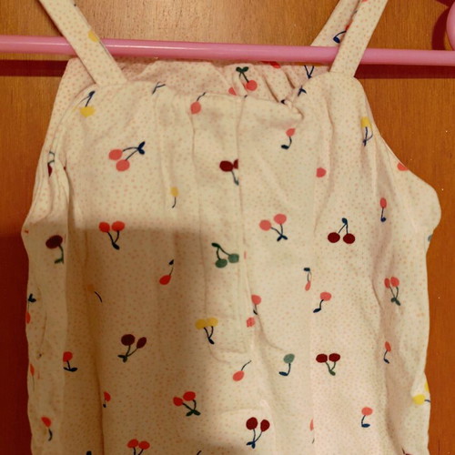 Vertbaudet overalls 74 cm like new with cherries and ribbon