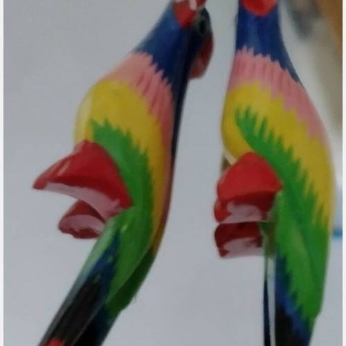 Parrot Earrings like new, colorful wooden