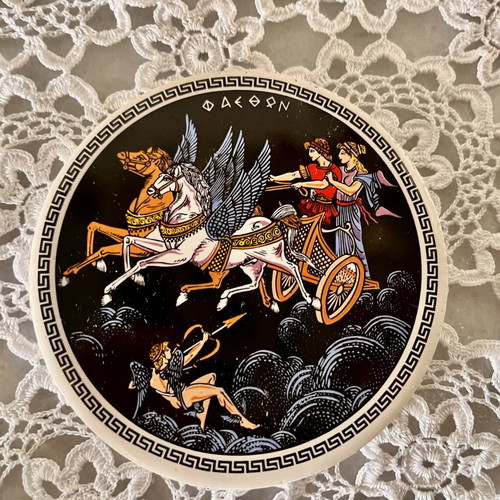 Ancient Greek mythology ceramic coasters used, set of 5