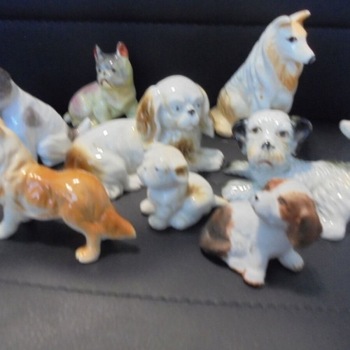 Porcelain dog figurines lot of 8 used, vintage style