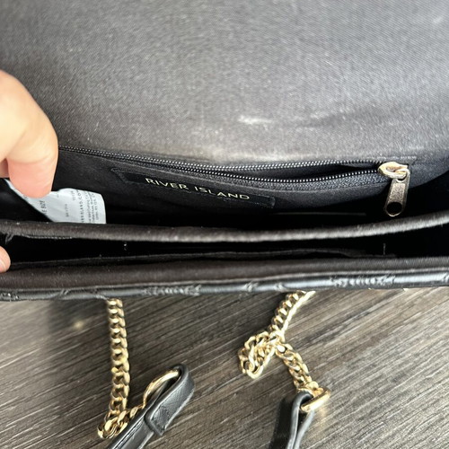 River Island shoulder bag like new, black with gold details