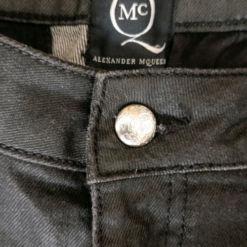 Alexander McQueen biker's jeans like new, waxed black
