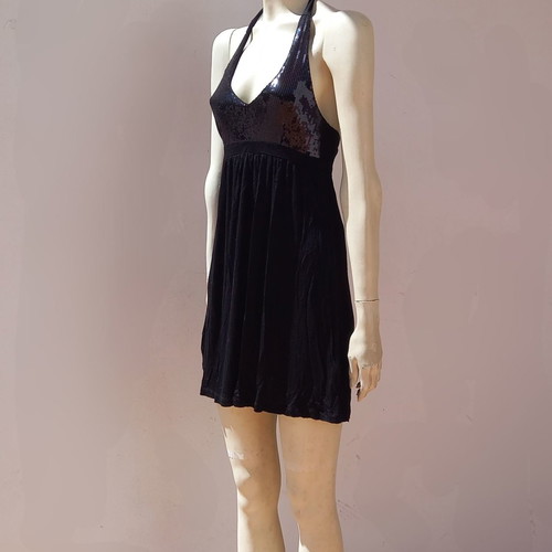 H&M mini dress with sequins used, black, size XS