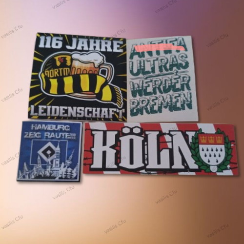 Stickers from Germany used, pack of 4