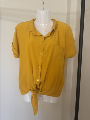 Cropped Shirt Secret one size like new, front tie collar