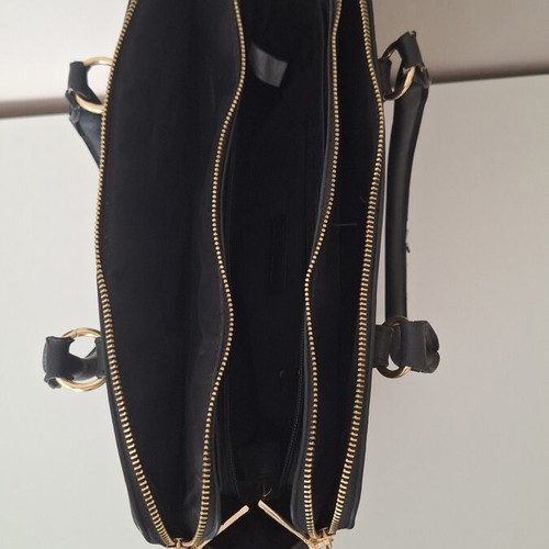 Black office laptop bag for women, saffiano faux leather