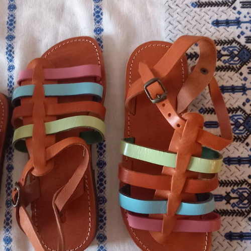 Children's colorful leather sandals new, sizes 27, 28, 29 & 31
