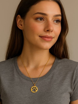 Steel necklace new, gold color for animal lover