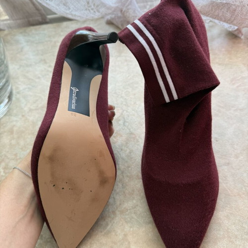 Stradivarius sock boots like new, burgundy, size 38, mid heel